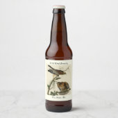 Roter Schulter Hawk - Audubons Vögel in Amerika Bierflaschenetikett (Vorderseite)