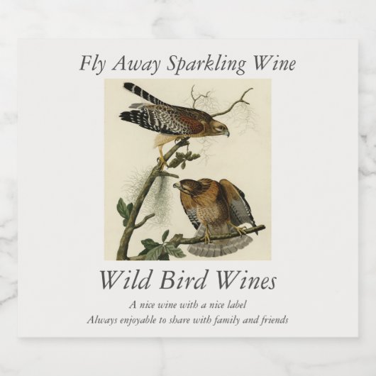Roter Schulter Hawk - Audubons Vögel in Amerika Schaumweinetikett (Einzelnes Label)