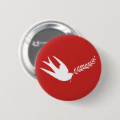Roter Schwalben-Vogel Ölzweigs des Friedens| im Button (Vorne & Hinten)