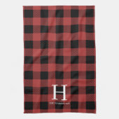 Roter Schwarz Büffel Karo Monogramm Feiertag Geschirrtuch (Vertikal)