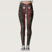 Roter, schwarz-gotischer ästhetischer Punk Skull Leggings (Vorderseite)