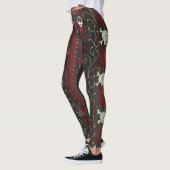 Roter, schwarz-gotischer ästhetischer Punk Skull Leggings (Links)