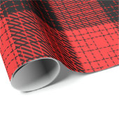 Roter Schwarz Karo Büffel Karomuster Geschenkpapier (Rolleneckpunkt)