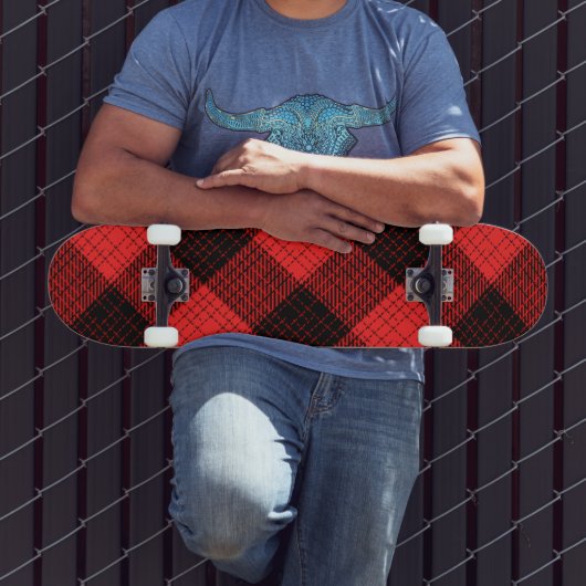Roter Schwarz Karo Büffel Karomuster Skateboard (Außenbereich 3)