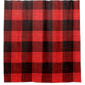 Roter Schwarz Kreuzschachttier Büffel Karo Duschvorhang (Vorderseite)