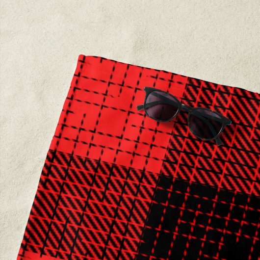 Roter Schwarz Kreuzschachttier Büffel Karo Strandtuch (Beispiel)