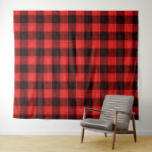 Roter Schwarz Kreuzschachttier Büffel Karo Wandteppich (Beispiel (Horizontal))