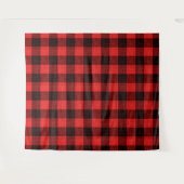 Roter Schwarz Kreuzschachttier Büffel Karo Wandteppich (Vorderseite (Horizontal))
