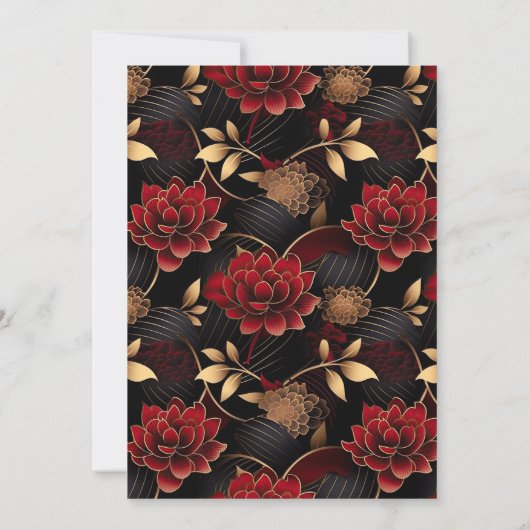 Roter Schwarz- und Gold-Blütenmarmor 21. Geburtsta Einladung (Rückseite)