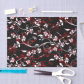 Roter, Schwarz und Weiß feiner Blumenstrauch Seidenpapier (Handwerk)