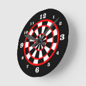 Roter Schwarz-weißer Dartboard-Stil nummeriert Runde Wanduhr (Winkel)