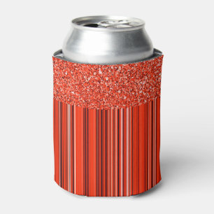 Roter Schwarz-weißer Glitzer und Streifen Dosenkühler