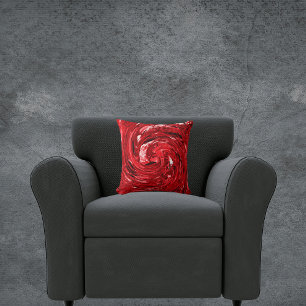 Roter Schwarz-weißer Swirl Kissen