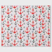 Roter schwarzer Anker mit weißem Hintergrund Geschenkpapier (Flach)