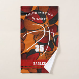 Roter schwarzer Basketball-Mannschaftsfarben Athle Handtuch