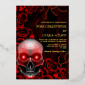 Roter Schwarzer Blütenschwarz Dunkelmoody Gothisch Folieneinladung (Vorderseite)