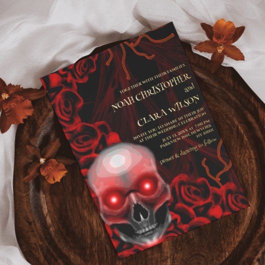 Roter Schwarzer Blütenschwarz Dunkelmoody Gothisch Folieneinladung