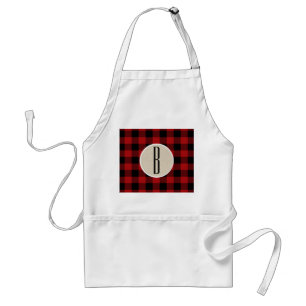 Roter schwarzer Büffel-Karo-Schotten-Karo-Monogram Schürze