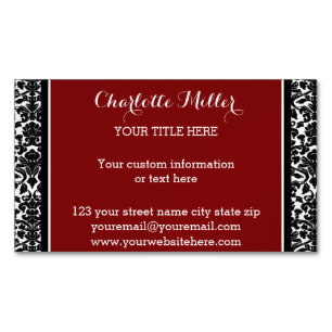 Roter schwarzer Damast-magnetische Visitenkarte Magnetische Visitenkarte