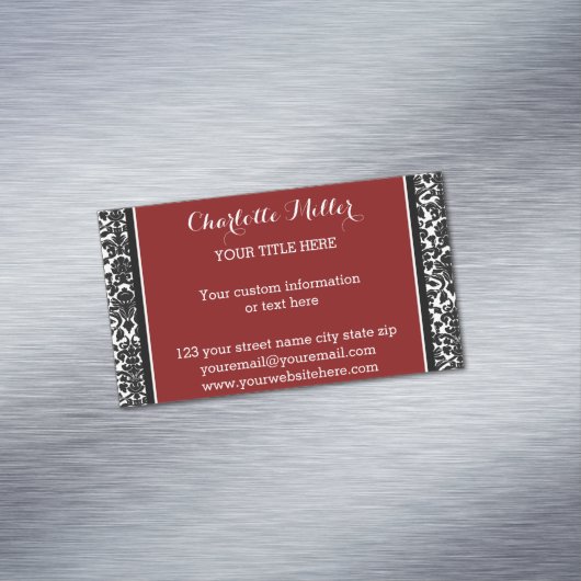 Roter schwarzer Damast-magnetische Visitenkarte Magnetische Visitenkarte (Beispiel)