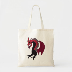 Roter schwarzer Drache mythisches Wesen Tragetasche