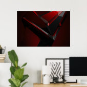 Roter Schwarzer Geometrischer Abstrakter Splitter Poster (Heimbüro)