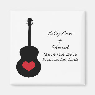 Roter/schwarzer Gitarren-Herz-Save the Date Magnet