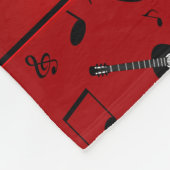Roter schwarzer Gitarren-Musiknoten des Fleecedecke (Ecke)