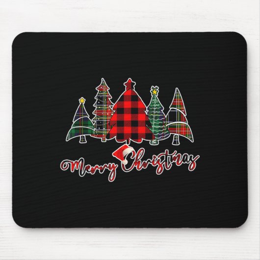 Roter schwarzer grüner Büffel Kariert Frohe Weihna Mousepad (Vorne)