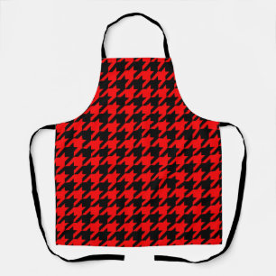 Roter schwarzer Houndstooth-Karo Schürze