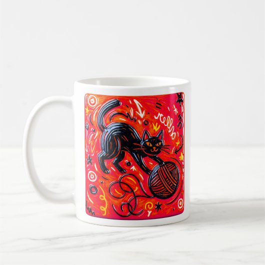 Roter schwarzer Kater Kaffeetasse (Links)