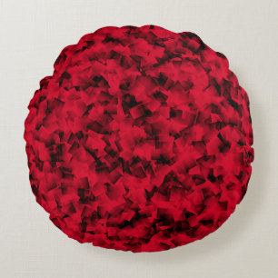Roter Schwarzer Kubismus Abstractes Muster Rundes Kissen