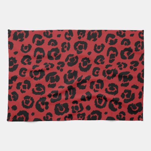 Roter schwarzer Leopard-Druck Handtuch (Horizontal)