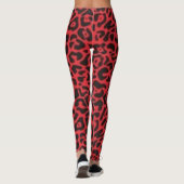 Roter schwarzer Leopard-Muster-Druck-Entwurf Leggings (Rückseite)