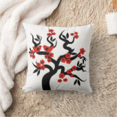 Roter Schwarzer Liebesvögel Sakura Kirschbaum & Bl Kissen (Decke)