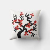 Roter Schwarzer Liebesvögel Sakura Kirschbaum & Bl Kissen (Rückseite)