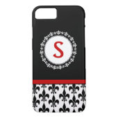 Roter schwarzer Monogramm-Lilie iPhone 4/4S Kasten Case-Mate iPhone Hülle (Rückseite)