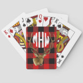 Roter Schwarzer Pfropf Monogramm Buffalo Kariert Spielkarten (Rückseite)