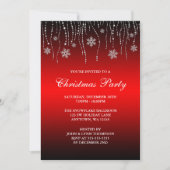 Roter Schwarzer Schneeflocken Weihnachtsfest Party Einladung (Vorderseite)