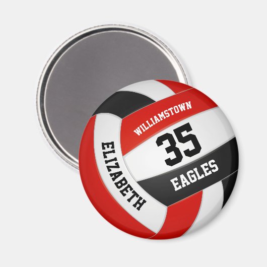 Roter Schwarzer Schulball - Mannschaftsname Volley Magnet (Vorderseite/Rückseite)