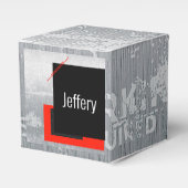 Roter, schwarzer, schwarzer und weißer Pinstrichdr Geschenkschachtel (Vorderseite)