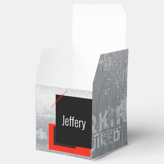 Roter, schwarzer, schwarzer und weißer Pinstrichdr Geschenkschachtel (Geöffnet)