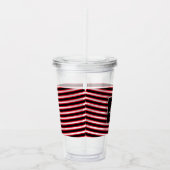 Roter schwarzer Spiralstreifen Streifen Monogram C Acryltrinkbecher (Rechts)