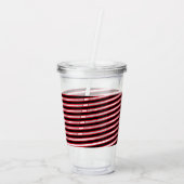 Roter schwarzer Spiralstreifen Streifen Monogram C Acryltrinkbecher (Rückseite)