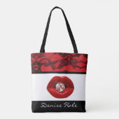 Roter schwarzer Spitze-Lippendiamant Tasche (Rückseite)