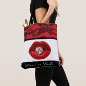 Roter schwarzer Spitze-Lippendiamant Tasche (Von Nahem)