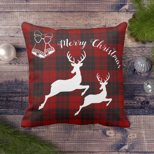 Roter schwarzer Tartan Frohe Weihnachten Dekor Kissen