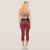 Roter Schwarzer Tartan Karierter Hochgebirgspänner Capri Leggings (Rückseite)