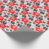 Roter schwarzer tropischer Hibiskus-Blumenprint Geschenkpapier (Ecke)