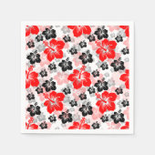 Roter schwarzer tropischer Hibiskus-Blumenprint Serviette (Vorderseite)